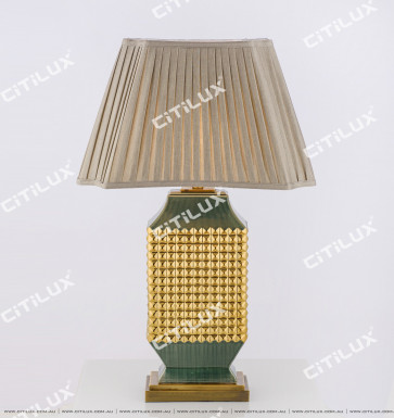 New Chinese Olive Green Gold-Plated Ceramic Table Lamp Long Section Citilux