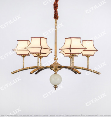 Chinese-Style Copper-Bamboo Zen Single-Tier Small Chandelier Citilux