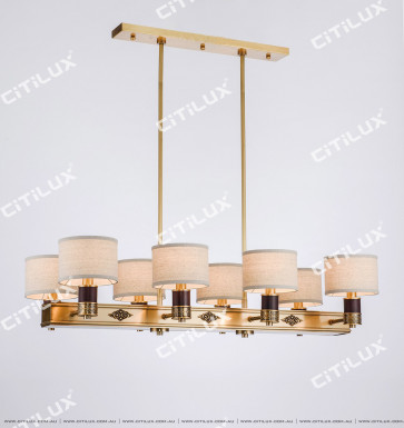 Chinese Style Copper Long Fabric Chandelier Citilux