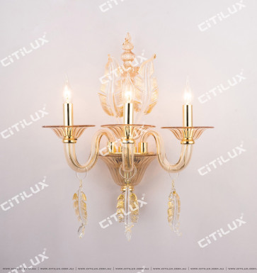 European Golden Leaf Glass Crystal Chandelier Citilux