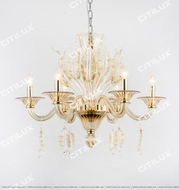 European Gold Leaf Glass Crystal Chandelier Small Citilux