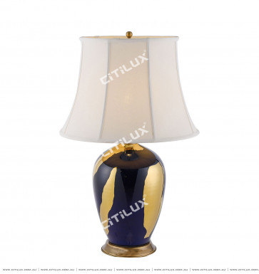 New Chinese Style Blue Blue Gold Ceramic Table Lamp Citilux