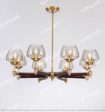 Simple American All-Copper Wood Single Tier Large Chandelier Citilux