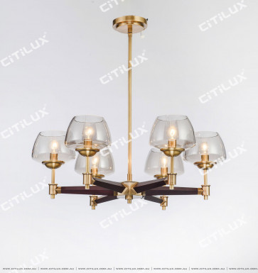 Simple American All-Copper Wood Single-Tier Small Chandelier Citilux