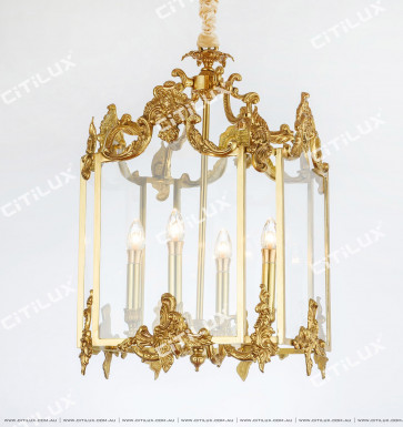 French Glass Handmade Copper Chandelier Citilux