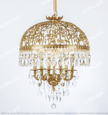 French Vine Cage Crystal Copper Chandelier Citilux