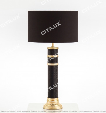 Classic Light Luxury Black Leather Table Lamp Citilux