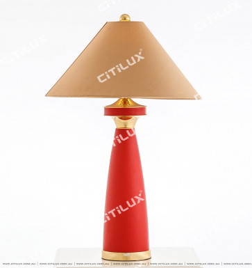 Classic Hat Red Leather Table Lamp Citilux