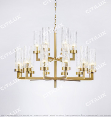 Modern Light Luxury Stainless Steel Double-Tier Large Chandelier Citilux