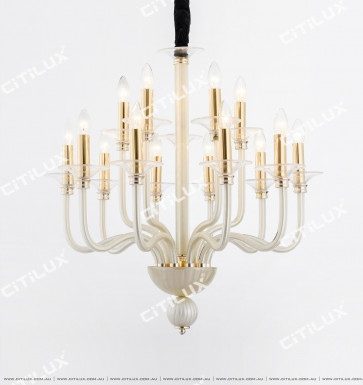 Simple European Light Champagne Glass Tube Medium Chandelier Citilux