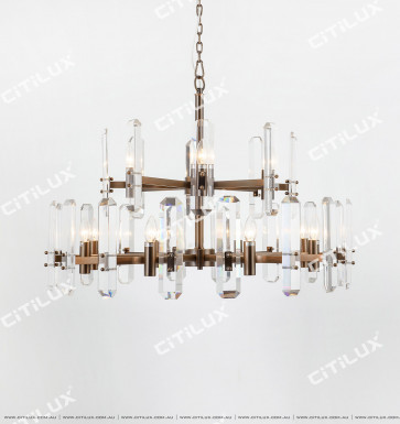 Modern Light Luxury Crystal Stainless Steel Double Large Chandelier Citilux
