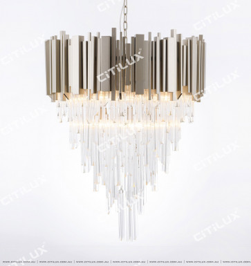 Vintage Frosted Champagne Modern Glass Chandelier Large Citilux