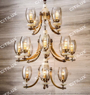Modern Chinese Copper Amber colour Pendant Light Citilux