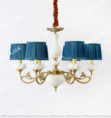 Chinese Style Copper White Lotus Small Chandelier Citilux