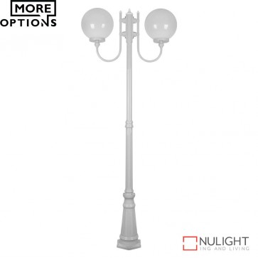 Gt 621 Lisbon Twin 30Cm Spheres Curved Arms Tall Post Light E27 DOM