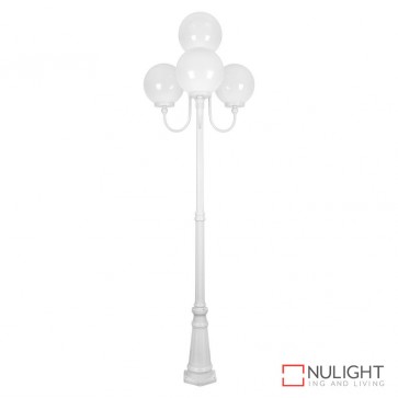 Gt 627 Lisbon Four 30Cm Spheres Curved Arms Tall Post Light White Finish E27 DOM