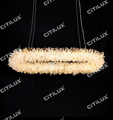 Runway-Shaped Natural Crystal Chandelier Citilux