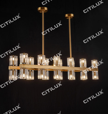 Ring K9 Crystal Up And Down Double Head Long Dining Chandelier Citilux