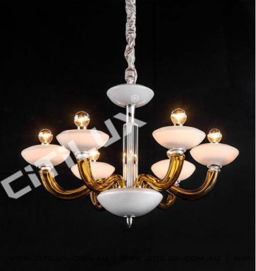 Simple European Glass Primary Color Glass White Jade Cover Chandelier Small Citilux