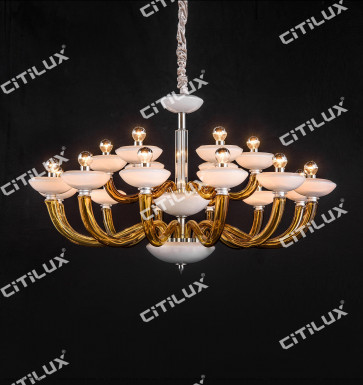 Simple European Glass Primary Color Glass White Jade Cover Chandelier Medium Citilux