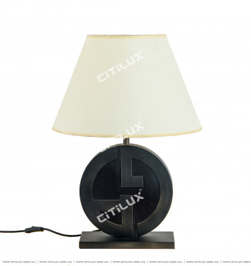 Chinese Metal Leather Mosaic Table Lamp Citilux