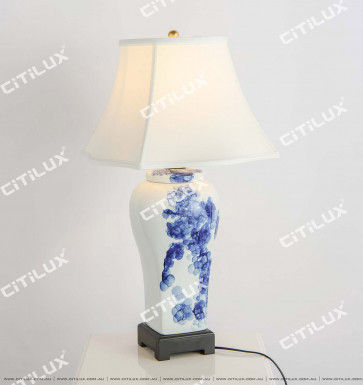 Chinese Art Ceramic Blue And White Table Lamp Citilux