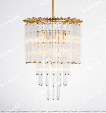 Simple American All-Copper Glass Rod Chandelier Medium Citilux