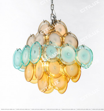 Modern Light Luxury Colored Jade Glass Square Chandelier Small Citilux