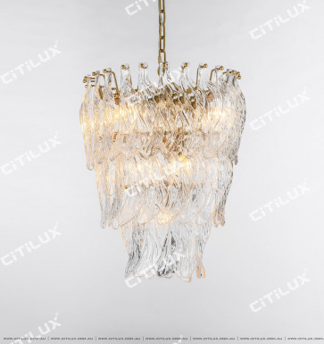 Modern Handmade Leaf Shaped Glass Small Chandelier Citilux