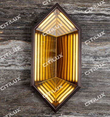 Gem-Shaped Amber Disc Shadow Wall Lamp Citilux