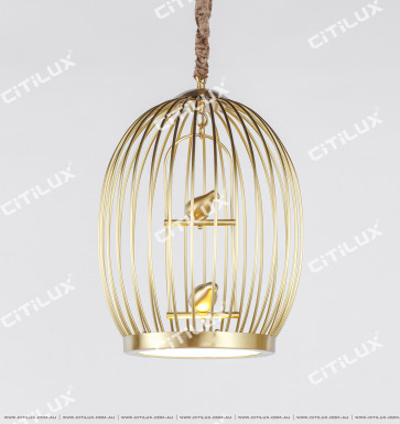 American Copper Simple Double Bird Bird Cage Chandelier Citilux
