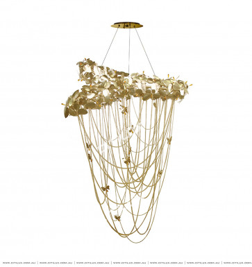 Copper Butterfly Diffuse Gold Leaf Chandelier Citilux