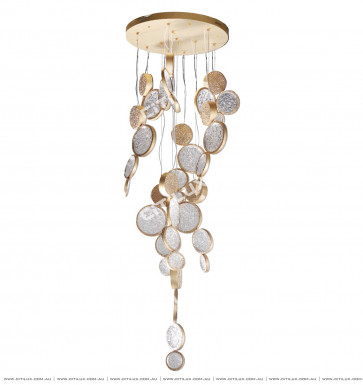 Full Copper Embossed Round Mosaic Chandelier Citilux