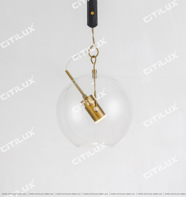 Glass Ball Led Single Head Leather Chandelier Citilux