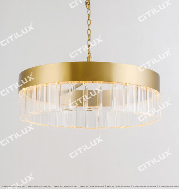 Wafer Round Stainless Steel Chandelier Large Citilux