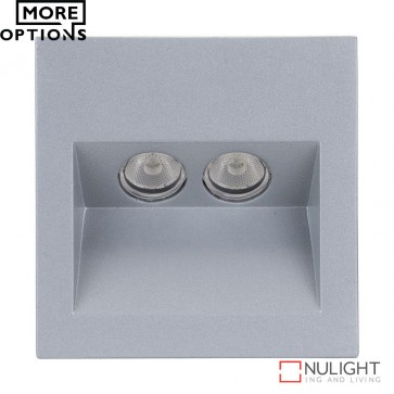 Ixis Rec Square 2W Recessed Steplight Silver Frame Led DOM
