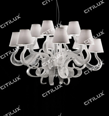 Hand-Made Transparent Glass Ribbon Chandelier Citilux