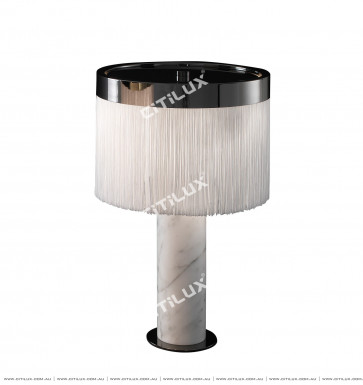 Jazz White Marble Column Tassel Table Lamp Citilux