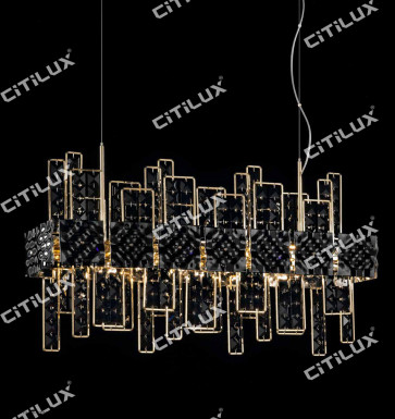 Stainless Steel Black Square Crystal Dining Chandelier Citilux