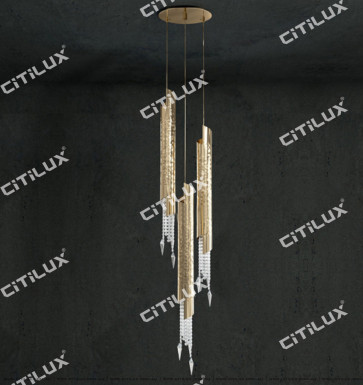 Metal Texture Crystal Three-Head Chandelier Citilux