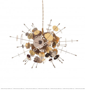 Metal Glass Round Gold And Silver Alternating Combination Chandelier Citilux