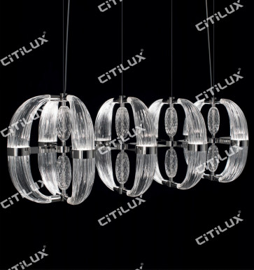 Modern Transparent Ring Glass Combination Dining Chandelier Citilux