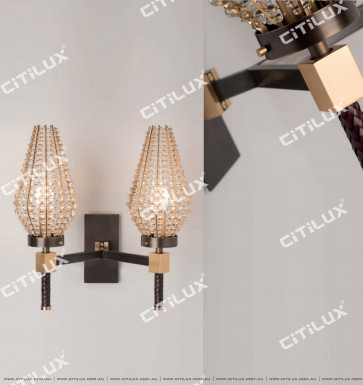 Modern Diamond-Shaped Crystal Ball Shade Double Head Wall Lamp Citilux