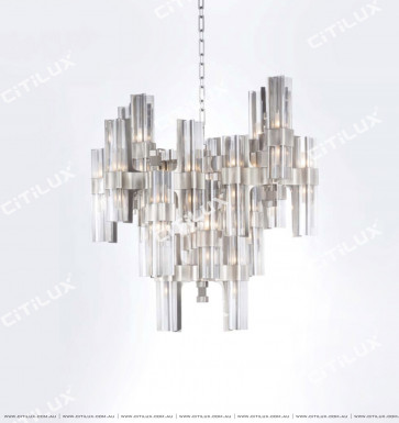 Light Luxury Metal Four-Cornered Glass High-Rise Chandelier Citilux