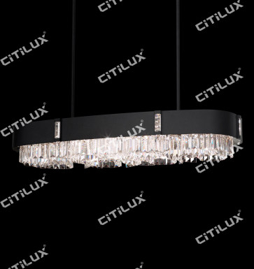 Rust Round Crystal Long Chandelier Citilux