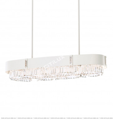 Matt White Round Crystal Long Chandelier Citilux