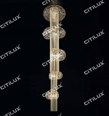 Stainless Steel Lantern style Multi-tier Chandelier Citilux