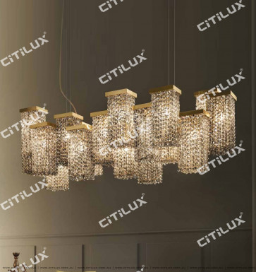Dry Color Square Multi-Head Combination Crystal Chandelier Citilux