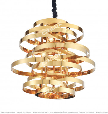Post-Modern Irregular Coil Stainless Steel Chandelier Long Section Citilux