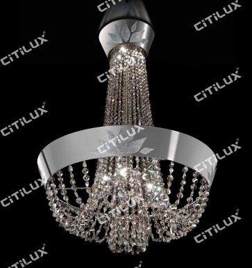 Modern Crown Crystal Chandelier Silver Citilux